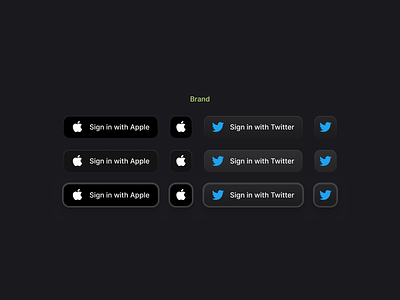 🎛️ Buttons.. apple black brand button button design buttons color dark dark mode dashboard inputs login monochrome monocode signin signup social social buttons twitter twitter button