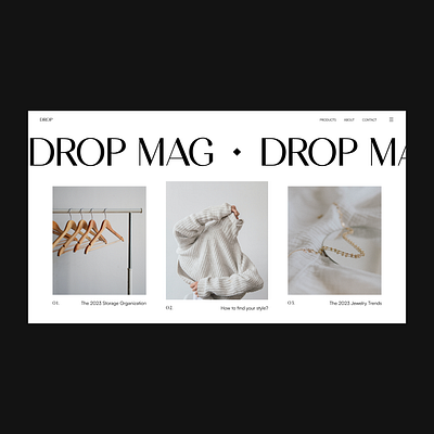Web Design | DROP MAG branding design font graphic design logo minimalism scroll typography ui ux web wed design