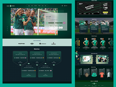 WERDER BREMEN website design football graphic design green illustration news players socer sport team ui ux website