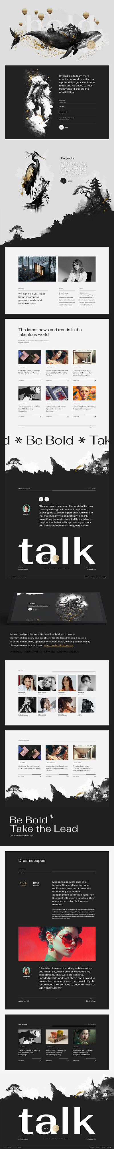 Inkenious Webflow Template animation big type black and white illustration ink ink pen ink watercolor interaction motion graphics template typography web design web interaction webflow webflow design webflow template webflow website website