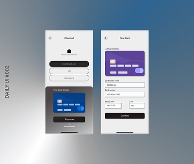 Daily UI #002 - Credit card checkout 002 app app design daily ui dailyui ui ui design