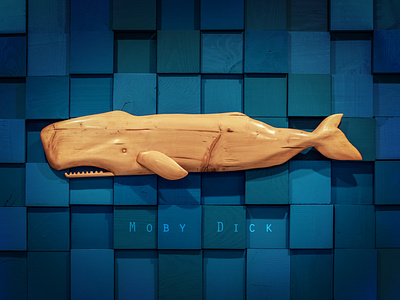 Moby Dick art object big fish cachalot craft handycraft herman melville illustration interior design interior object moby dick object design pirates sea interior ships cabin sperm whale whale whale figure white whale wooden yacht