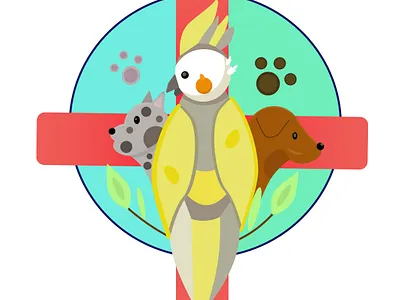 Veterinary clinic logo animals cat charachter clinic dog parrot paws veterinary logo