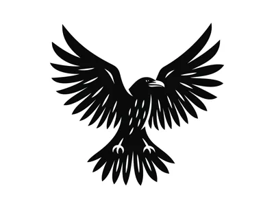 Black Raven Logo animals bird black brand crow emblem extreme fishing flight hunter hunting logo predator raven sports tattoo tourism travel wild wings