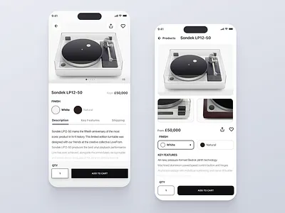 E-commerce app - Sondek Turntable app app ui e commerce ios layout productpage ui