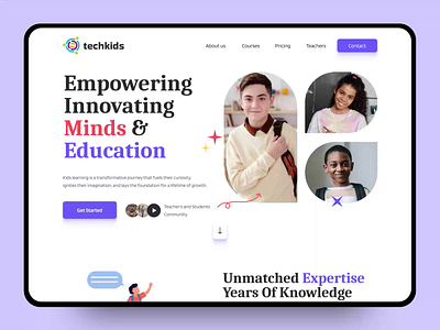 Kids Education Website Design branding clean clean ui concept design illustration landing page design minimalist minimalistic responsive design responsive web design ui uiux design