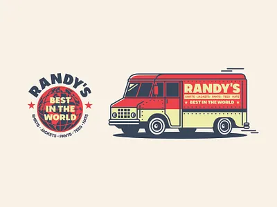 Randy's Garments Merchandise Illustrations blue box truck brooklyn globe graphic design illustration new york noah levy nyc red retro truck vintage world yellow