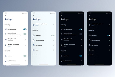 Settings Page for Finance App app dailyui design ui ux