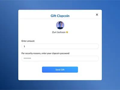 Gift clapcoin modal b2c crypto ui