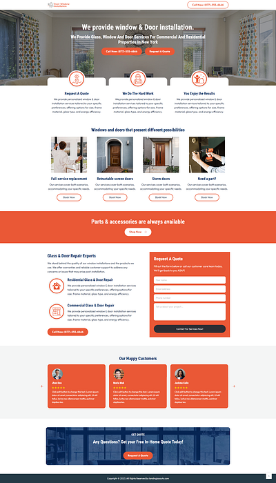 Morden Door Window Installation Lead Generation Landing Page branding design illustration landing page lead generation logo template wordpress