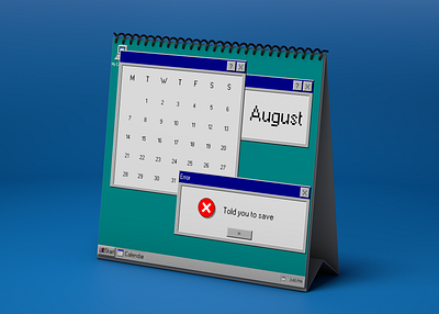 Calendar design in Windows 95 style design graphic design