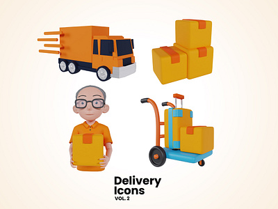 Delivery services 3d Icons 3d icons 3d render behance blender boxes delivery delivery services design free graphic design icon illustration logo orange packaging shipment truck tutorial ui ux
