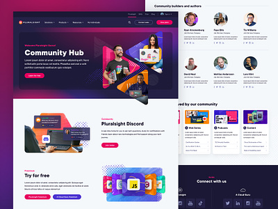Community Hub bright community content design discord landing page learning pluralsight user experience users ux ux design web design