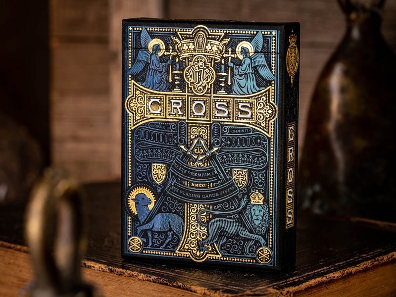 The Cross Playing Cards ⚜️ LAST CALL engraving etching illustration line art packaging design peter voth design playing cards riffle shuffle woodcut