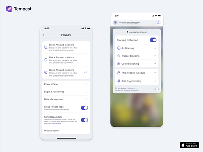 Tempest iOS Browser browser design ios mobile privacy sebastiao sommer sommer tempest ui uxui