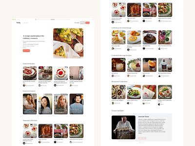 Foody — Landing Page design food main page mobile app platform recipe study ui ux web