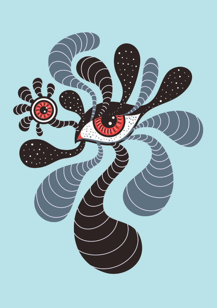 Trippy Double Red Eye crazy eye horror illustration odd psychedelic surreal trippy vector weird