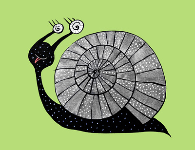 Funny dizzy snail character animal character cute drawing funny illustration ink snail