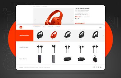 JBL headphones store concept design graphic design headphones headphones store jbl online store orange ui ux uxui web design web design