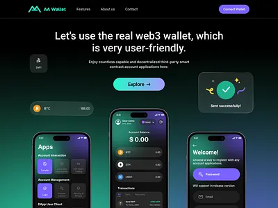 Blockchain/web3 Wallet Web Design blockchain crypto crypto logo crypto website dark app darken website graphic design purple and green ui wallet logo web3 web3 app web3 logo web3 website
