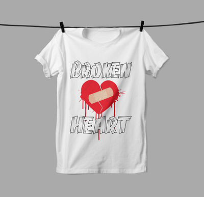 Broken Heart T-Shirt Design 11 broken brokenheart design graphic design heart hearttshirt illustration love t shirt t shirt tee unick usa t shirt