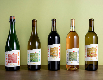 Carter Mountain Wine Labels branding design graphic design illustration package design packaging typogaphy