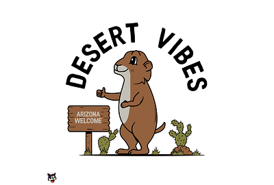 Desert vibes arizona badge design dog illustration praire