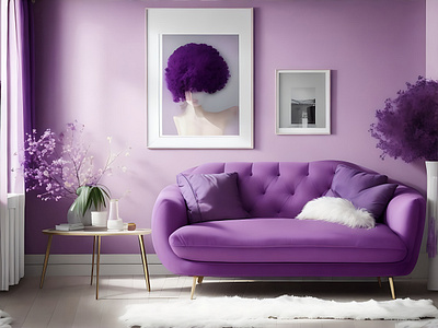 Modern Living Room Sofa in Lovely light purple Color graphic design pink and purple