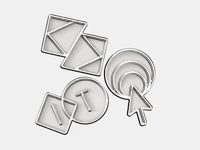 Pins as Icons 3d branding graphic design illustration metallic pins ui