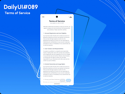 Daily UI Challenge #089 || Terms of Service branding dailyui design graphic design iillustration illustration logo ui vector web design
