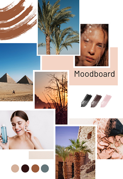 Moodboard for Pyramid brand brand design brand identity cosmetics moodboard palette