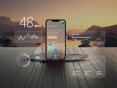 Health & Wellness App : Sound healing app data design healing health healthcare infographics interactive interface ios meditation mobile ui uiux user interface wellness zen