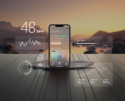 Health & Wellness App : Sound healing app data design healing health healthcare infographics interactive interface ios meditation mobile ui uiux user interface wellness zen