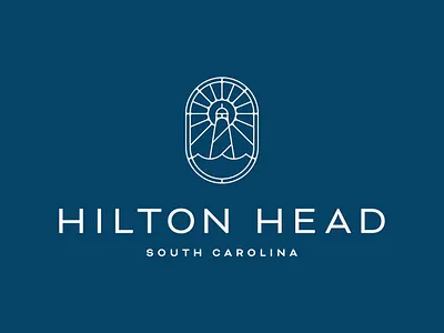 Hilton Head — concept badge beach brand identity branding hilton head hospitality hotel icon identity mark lighthouse line art logo merchandising nautical ocean resort seal series stained glass symbol