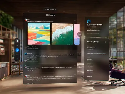 Threads Spatial Design apple vision ar design fluent future glass glassmorphism product design spatial spatial design ui
