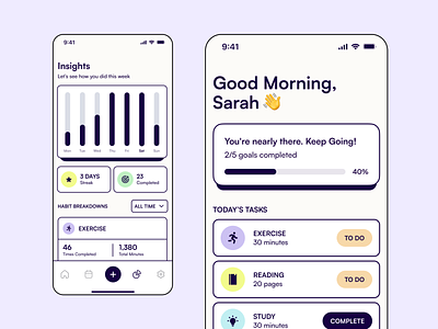 Brutalist Style - Mobile Habit Tracking App app app design brutalism brutalist clean habit tracker habits ios app mobile app modern neobrutalism pastel colours tasks ui ux