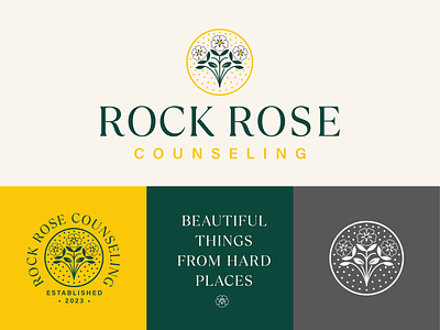 Rock Rose Counseling badge branding counseling design flower graphic design illustration logo rose texas therapy typography
