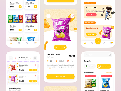 Snack Delivery App - iOS App Design android app app design app interface design illustration ios iphone mobile snack ui user experience user interface ux