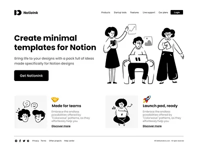 Notional UI illustrations assets black ad white branding character design flat illustration illustrations minimal notion notion illustrations notion template notional outline svg template ui vector