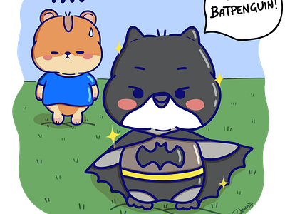 My OCs ✨ art artwork bat batman comic cute cute animals digital illustration drawing funny illustration kawaii penguin puppy superhero