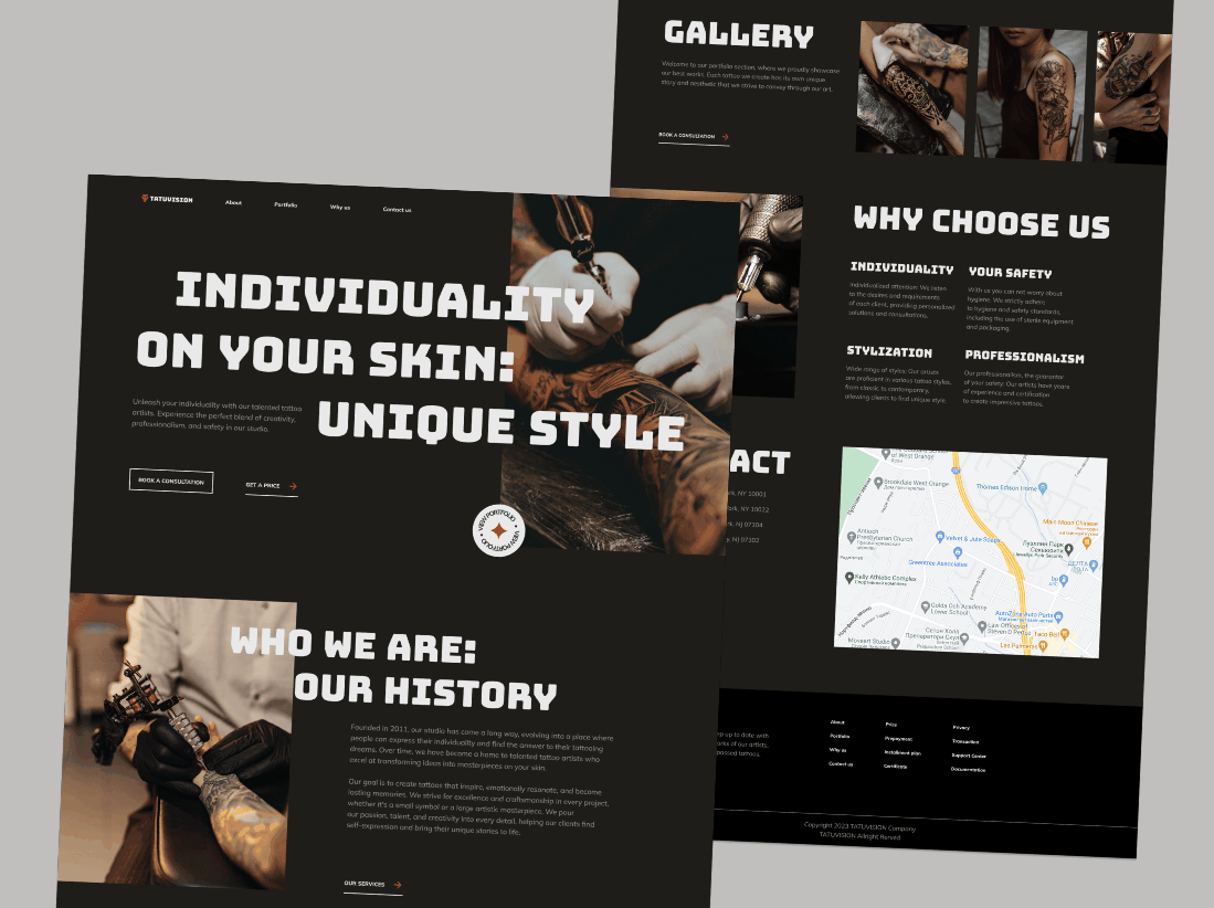 Landing page | Tattoo Studio animation concept design hero section landing page studio tattoo tattoo studio ui ui ux design ux web design