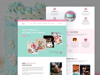 Cake Shop (Bakery) Landing Page Design bakehouse bakery background bakery product bakery shop birthday cake cake donut chocolate cream cupcake decoration dessert e commerce fresh landing page party pink store sweet bakery tasty