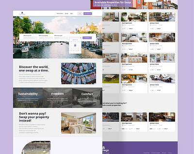 Rental Home Swapping Website branding design home rentals homes landing page real estate ui ux web design