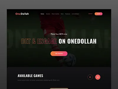 Onedollah - sports betting website agency website branding logo clean creative website dark digital marketing homepage website landing landing page landingpage modern website orange sports web web design web page web site webdesign webpage website