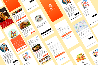 Foody | Food Delivery App | UI design of Food App app design graphic design typography ui ux