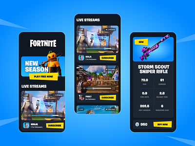 Fortnite Mobile App Design app design fortnite fortnite game game gaming gaming app ios app mobile app streaming ui ux