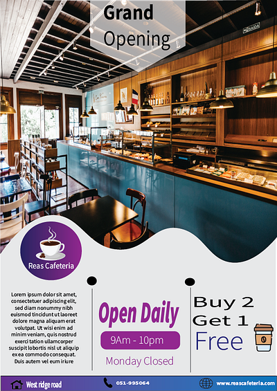 Cafe opening poster branding design graphic design