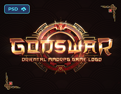 [DOWNL] GodsWar - Oriental Game Logo Template 🔥 branding design download game game logo la2 lineage2 logo metin2 mmorpg psd stylized template text effect