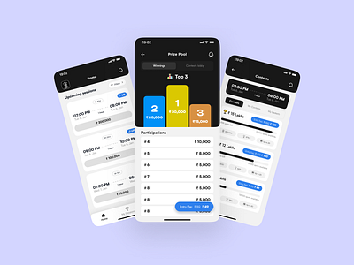 Contests Mobile App UX UI Design contests app cryptocurrency dark theme investment app junaid leaderboard mobile app modern prize poll stocks ui design unique ux design