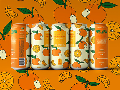 Twisted Tangerine Can designs beer branding can cider citrus drink fruit illustration label orange packaging pattern seltzer tangerine tea